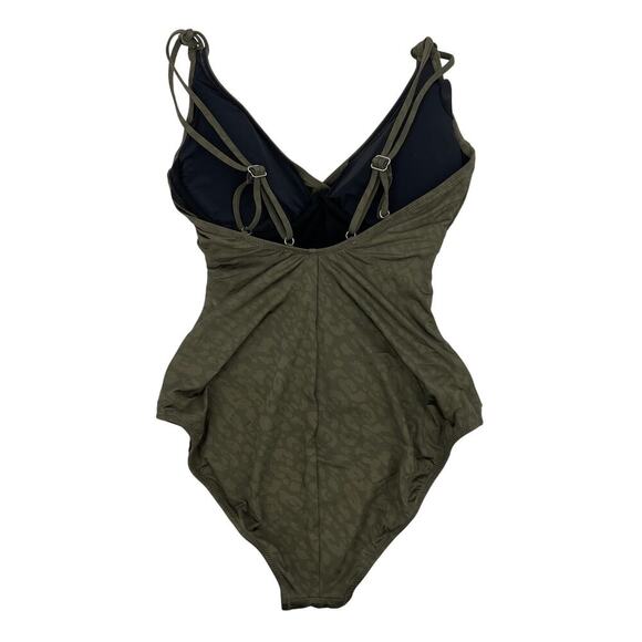 Profile by Gottex Luminous Safari V-Neck One Piece Swimsuit Olive US Size 8 - Picture 6 of 8